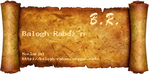 Balogh Rabán névjegykártya